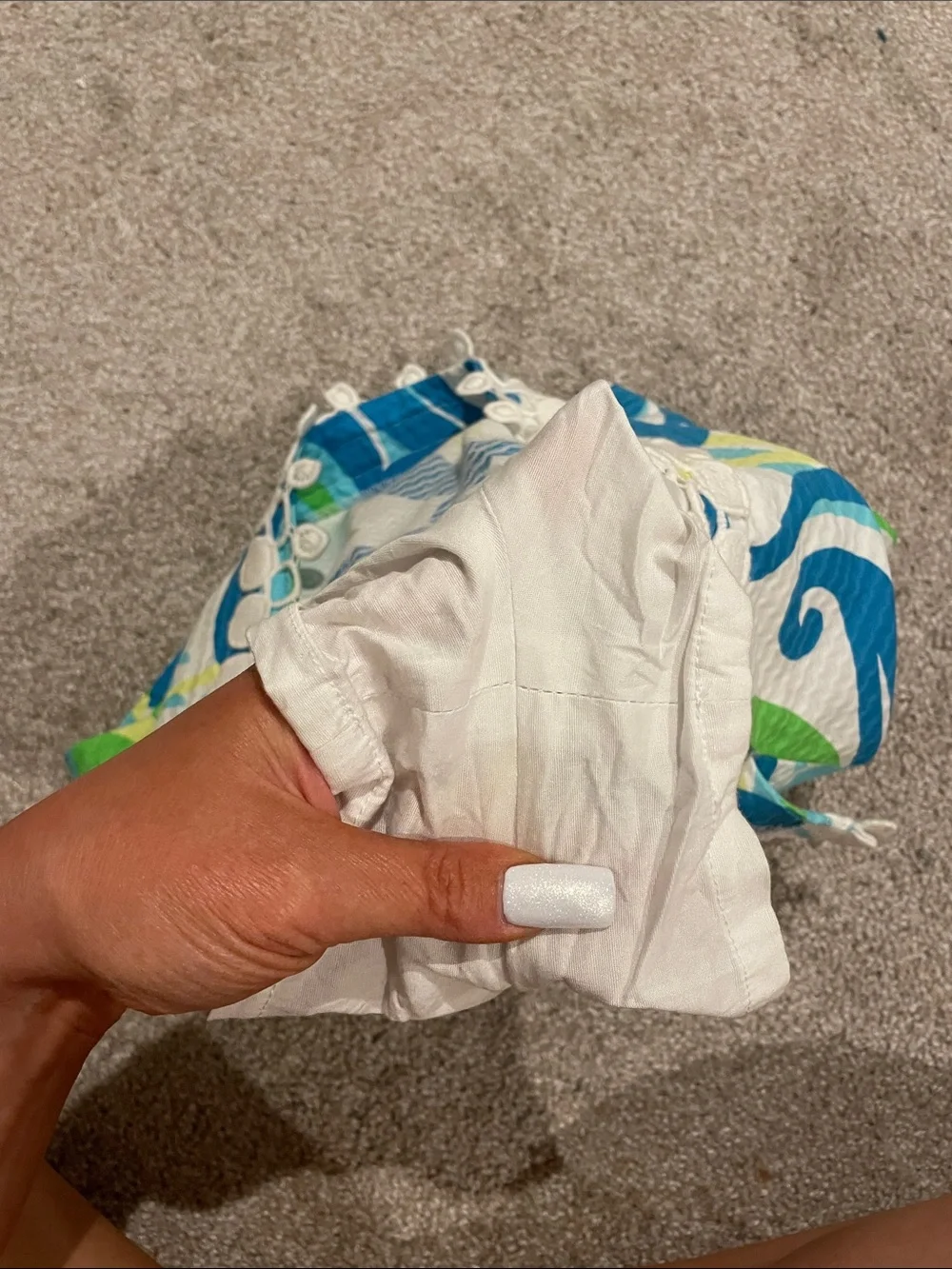 Lilly Pulitzer White Blue & Green Scalloped-Edge Skirt (with shorts)